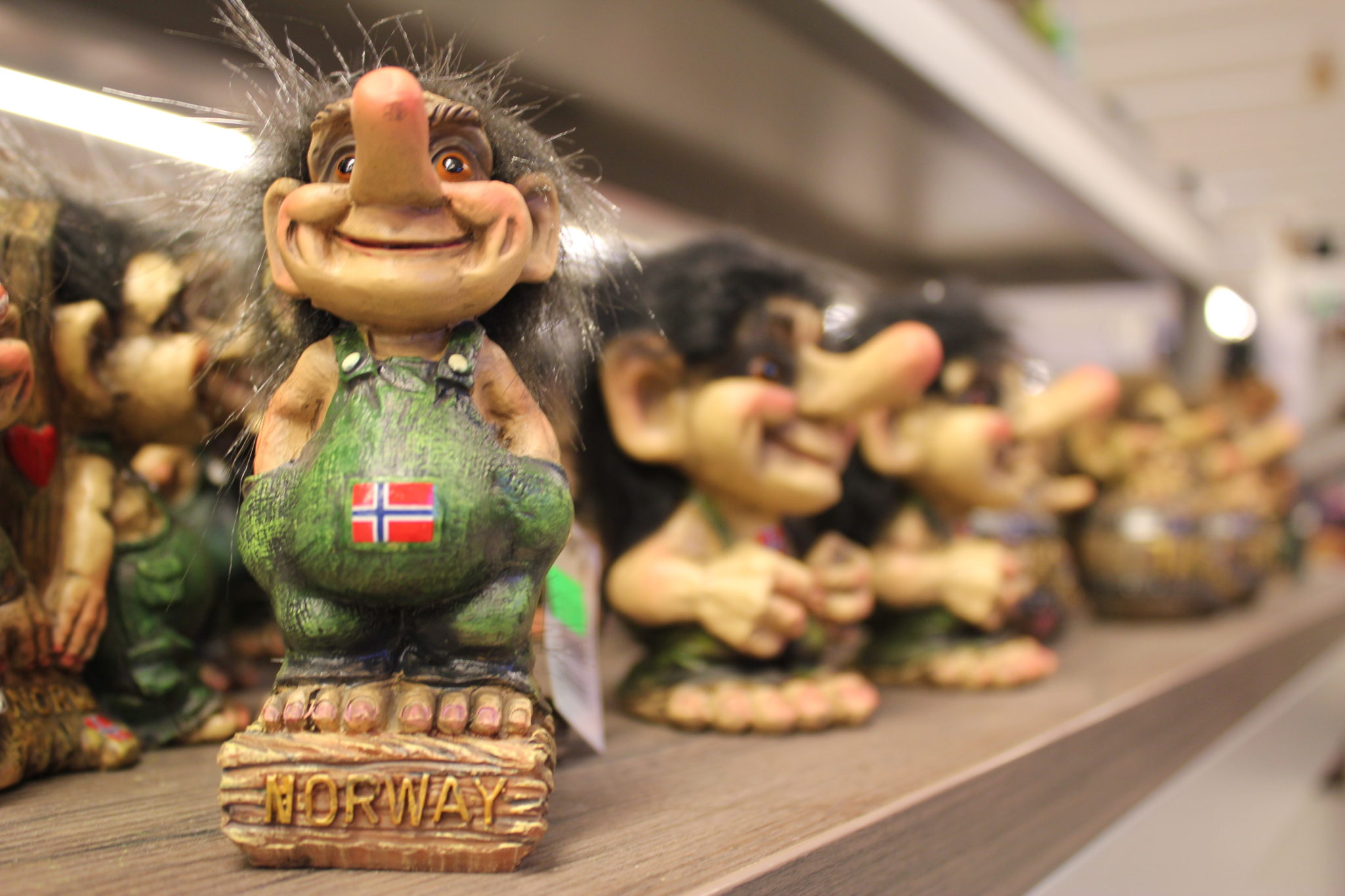 Masse souvenirer finnes i Lundebutikken.